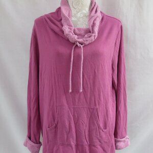Pajamagram Hoodie Mauve Pink Cowl Neck Super Soft Squishy Loungewear Top Size L